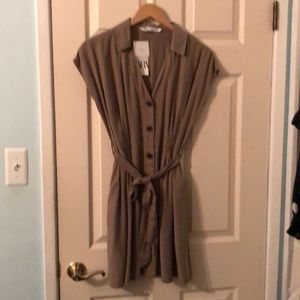 Zara belted khaki mini dress